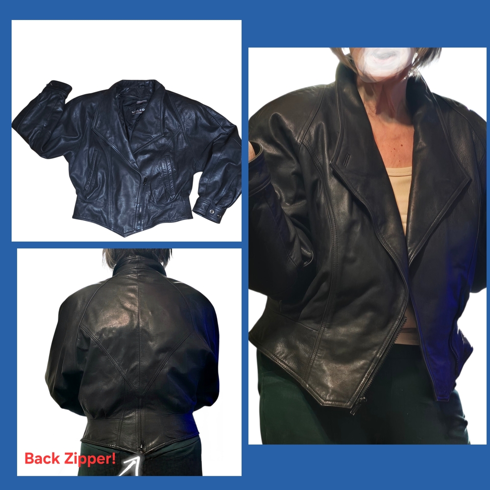 M WILSON'S Sexy Nip-Waist Leather Biker Jacket Zip Out Thinsulate Lining EC